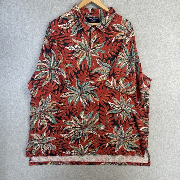 Polo Ralph Lauren Other - VTG Polo Sport Ralph Lauren 2XLT Red Tropical Leaf Shirt 60% Hemp 40% Cotton